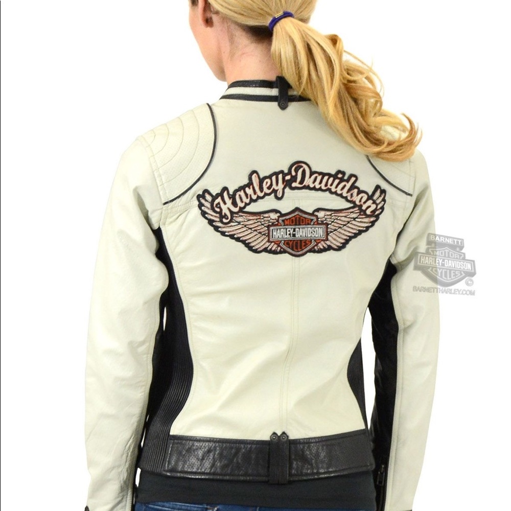 Harley-Davidson Cream and Black Leather Jacket
